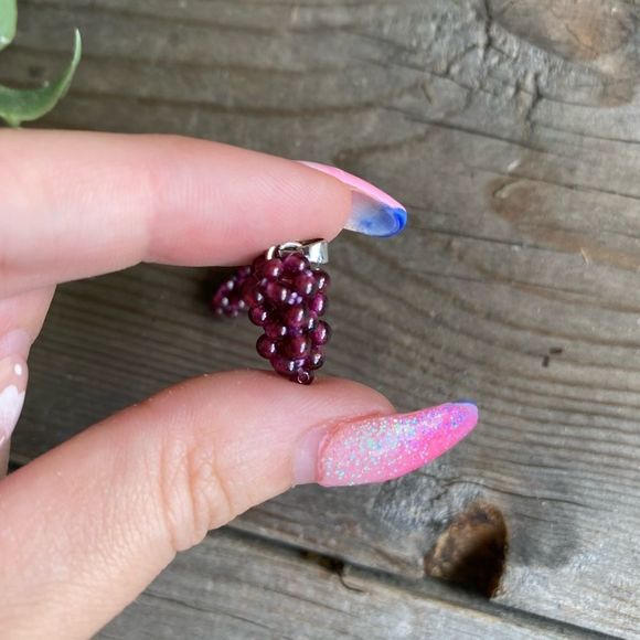 GARNET Grape Pendants + Black Cord Necklace - Picture 4 of 4